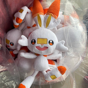 Planet Gates HQ Scorbunny Plush Toy Sword and Shield Pokemon Peluche Stuffed Doll Cartoon Bunny Rabbit Christmas Gift