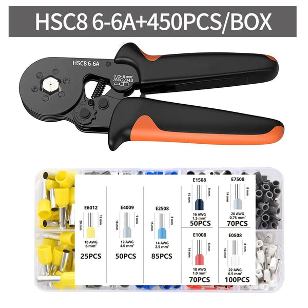 Planet Gates HSC8 6-6A 800PCS Crimping Pliers Kit Tubular Terminal HSC8 6-4A Crimper Wire Mini Ferrule Crimper Hand Tools Household Electrical Kit With Box