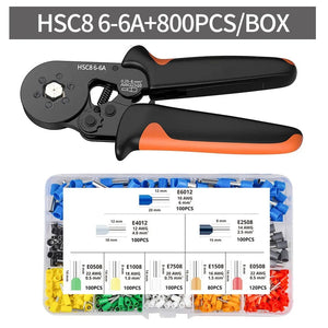 Planet Gates HSC8 6-6A 800PCS Crimping Pliers Kit Tubular Terminal HSC8 6-4A Crimper Wire Mini Ferrule Crimper Hand Tools Household Electrical Kit With Box