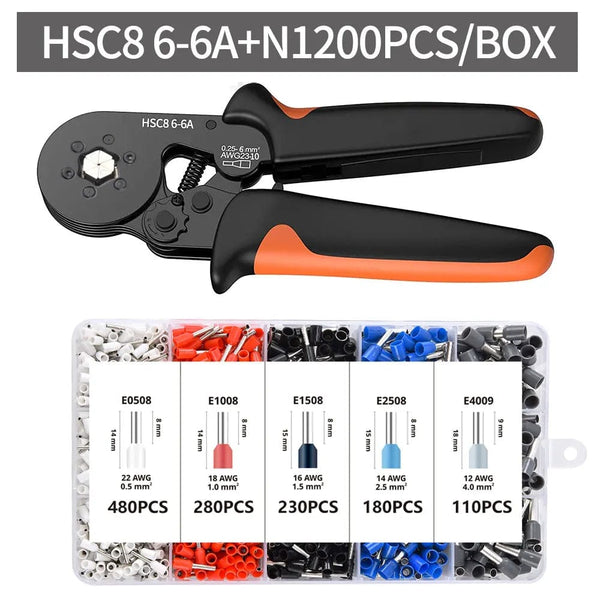 Planet Gates HSC8 6-6A 800PCS Crimping Pliers Kit Tubular Terminal HSC8 6-4A Crimper Wire Mini Ferrule Crimper Hand Tools Household Electrical Kit With Box