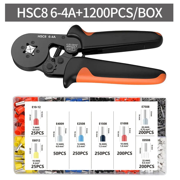 Planet Gates HSC8 6-6A 800PCS Crimping Pliers Kit Tubular Terminal HSC8 6-4A Crimper Wire Mini Ferrule Crimper Hand Tools Household Electrical Kit With Box