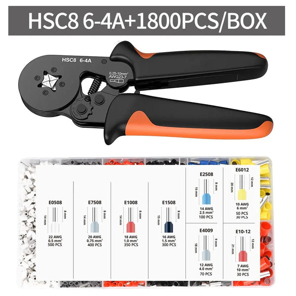 Planet Gates HSC8 6-6A 800PCS Crimping Pliers Kit Tubular Terminal HSC8 6-4A Crimper Wire Mini Ferrule Crimper Hand Tools Household Electrical Kit With Box