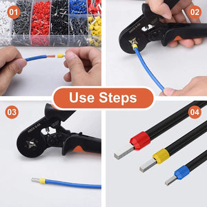 Planet Gates HSC8 6-6A 800PCS Crimping Pliers Kit Tubular Terminal HSC8 6-4A Crimper Wire Mini Ferrule Crimper Hand Tools Household Electrical Kit With Box