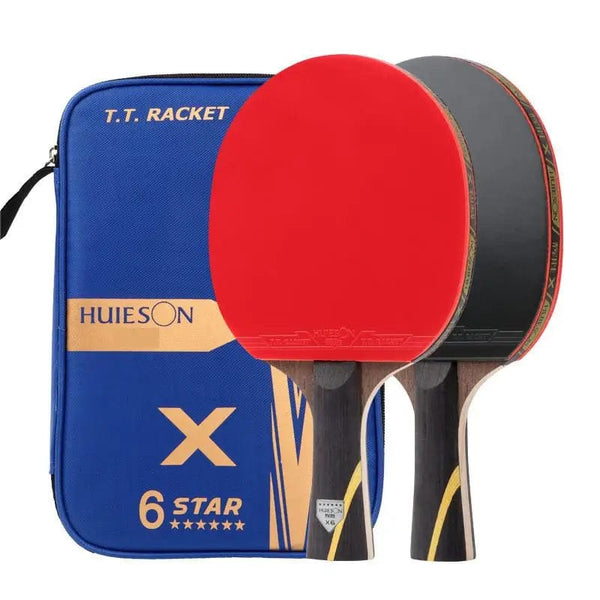 Planet Gates HUIESON 6 Star 2Pcs Carbon Table Tennis Set Super Powerful Ping Pong Raet Bat For Adult Club Training New Upgraded