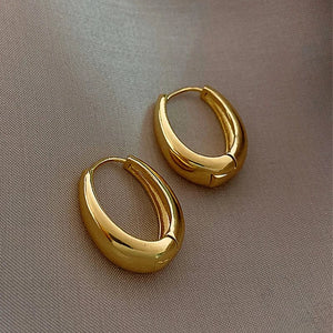 Planet Gates Huitan Fashion Metal Hoop Earrings for Women Simple Versatile Daily Wear Everyday Ear Accessories Young Girls Statement Jewelry