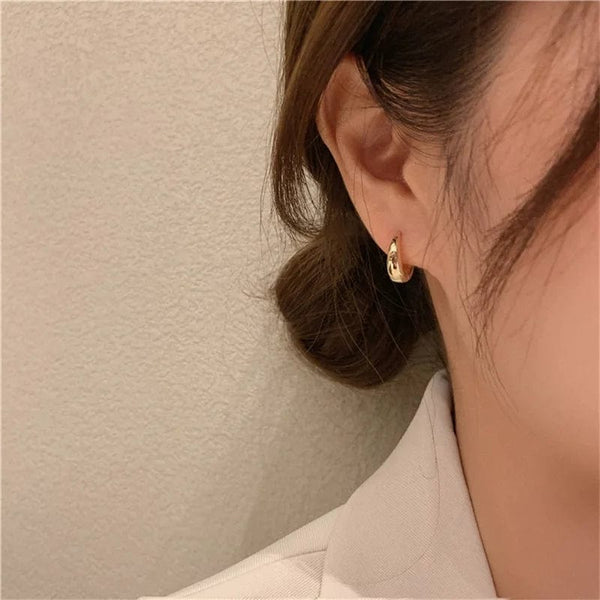 Planet Gates Huitan Fashion Metal Hoop Earrings for Women Simple Versatile Daily Wear Everyday Ear Accessories Young Girls Statement Jewelry