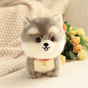 Planet Gates Husky / 20cm ZU Kawaii Teddy Pets Lifelike Fluffy Puppy Soft Doll Cute Small Chow Pomeranian Corgi Yorkie Plush Toys with Charm Gift For Girl