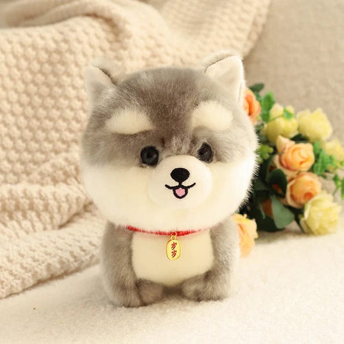 Planet Gates Husky / 20cm ZU Kawaii Teddy Pets Lifelike Fluffy Puppy Soft Doll Cute Small Chow Pomeranian Corgi Yorkie Plush Toys with Charm Gift For Girl