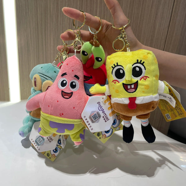 Planet Gates HWJB138-14cm Genuine Spongebob Squarepants Patrick Star Squidward Eugene H. Krabs Gary Stuffed Plush Toy Pendant Keychain Kids Birthday Gift