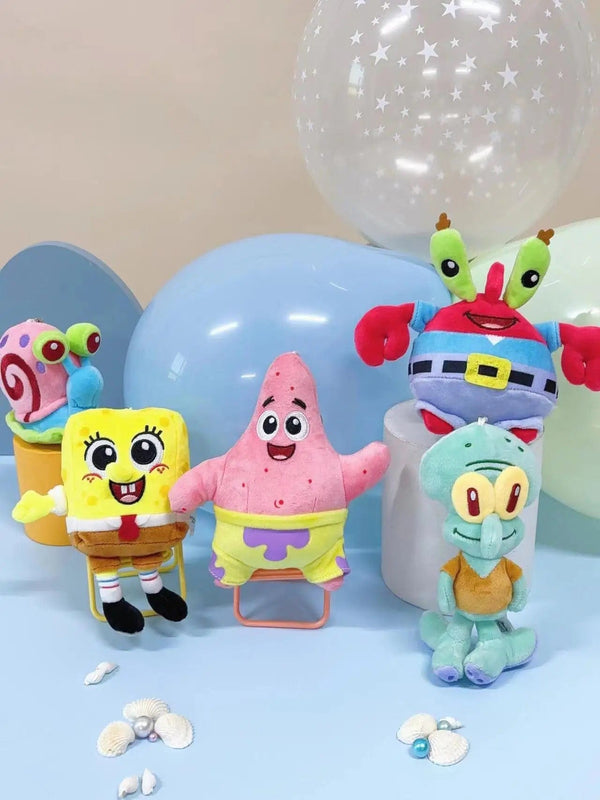Planet Gates HWJB138-14cm Genuine Spongebob Squarepants Patrick Star Squidward Eugene H. Krabs Gary Stuffed Plush Toy Pendant Keychain Kids Birthday Gift