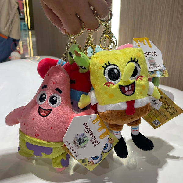Planet Gates HWJB139-13cm Genuine Spongebob Squarepants Patrick Star Squidward Eugene H. Krabs Gary Stuffed Plush Toy Pendant Keychain Kids Birthday Gift