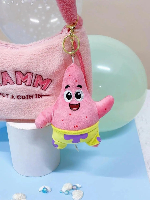 Planet Gates HWJB139-13cm Genuine Spongebob Squarepants Patrick Star Squidward Eugene H. Krabs Gary Stuffed Plush Toy Pendant Keychain Kids Birthday Gift