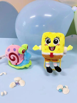Planet Gates HWJB139-13cm Genuine Spongebob Squarepants Patrick Star Squidward Eugene H. Krabs Gary Stuffed Plush Toy Pendant Keychain Kids Birthday Gift