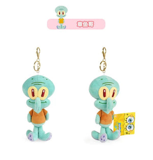 Planet Gates HWJB139-13cm Genuine Spongebob Squarepants Patrick Star Squidward Eugene H. Krabs Gary Stuffed Plush Toy Pendant Keychain Kids Birthday Gift