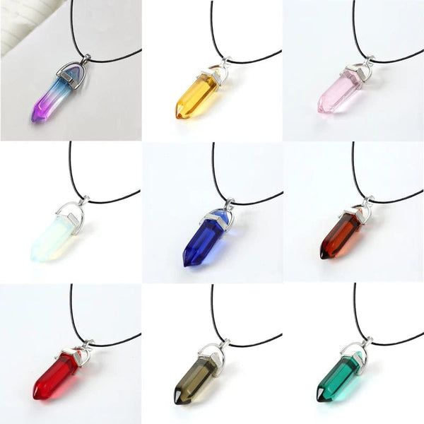 Planet Gates HZS-257-1 2023 Hexagonal Column Quartz Necklaces Turquoises Pink Crystal Pendent Necklace For Women Chain Natural Stone Choker Jewelry