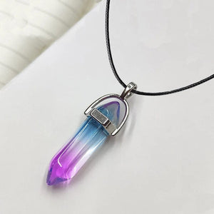 Planet Gates HZS-257-1 2023 Hexagonal Column Quartz Necklaces Turquoises Pink Crystal Pendent Necklace For Women Chain Natural Stone Choker Jewelry