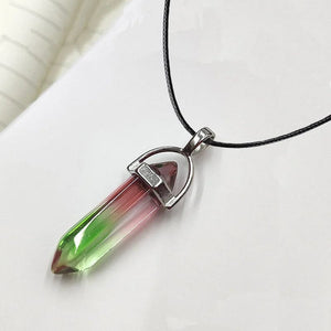 Planet Gates HZS-257-1 2023 Hexagonal Column Quartz Necklaces Turquoises Pink Crystal Pendent Necklace For Women Chain Natural Stone Choker Jewelry