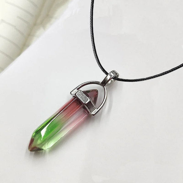 Planet Gates HZS-257-1 2023 Hexagonal Column Quartz Necklaces Turquoises Pink Crystal Pendent Necklace For Women Chain Natural Stone Choker Jewelry