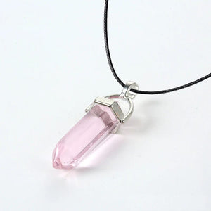 Planet Gates HZS-257-1 2023 Hexagonal Column Quartz Necklaces Turquoises Pink Crystal Pendent Necklace For Women Chain Natural Stone Choker Jewelry