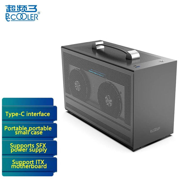 Planet Gates I100 PRO WH TC Pccooler I100 ITX MINI Small Case All Aluminum Suitcase Portable HTPC Desktop Computer Empty Chassis PC Gaming Case