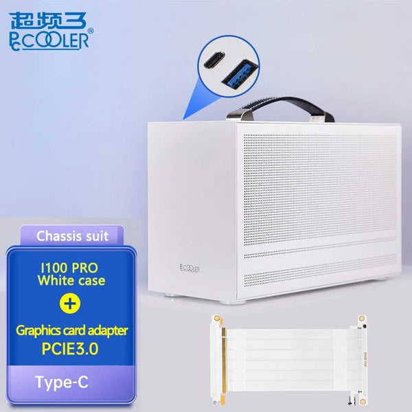 Planet Gates I100 PRO WH TC Pccooler I100 ITX MINI Small Case All Aluminum Suitcase Portable HTPC Desktop Computer Empty Chassis PC Gaming Case