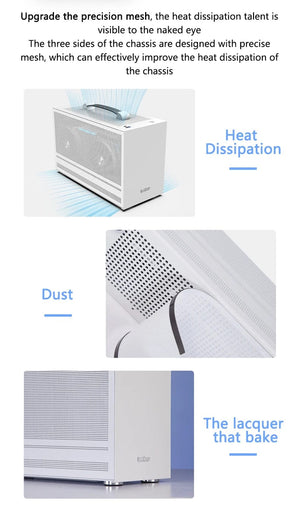 Planet Gates I100 PRO WH TC Pccooler I100 ITX MINI Small Case All Aluminum Suitcase Portable HTPC Desktop Computer Empty Chassis PC Gaming Case