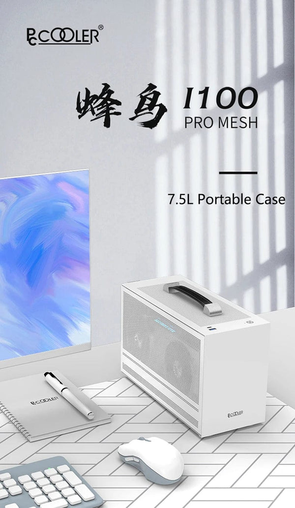 Planet Gates I100 PRO WH TC Pccooler I100 ITX MINI Small Case All Aluminum Suitcase Portable HTPC Desktop Computer Empty Chassis PC Gaming Case