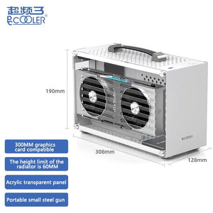 Planet Gates I100 PRO WH TC Pccooler I100 ITX MINI Small Case All Aluminum Suitcase Portable HTPC Desktop Computer Empty Chassis PC Gaming Case