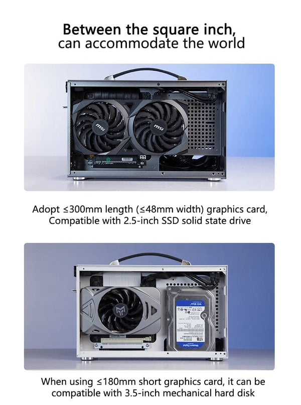 Planet Gates I100 PRO WH TC Pccooler I100 ITX MINI Small Case All Aluminum Suitcase Portable HTPC Desktop Computer Empty Chassis PC Gaming Case