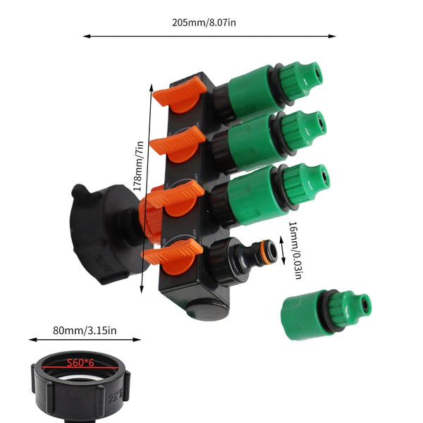 Planet Gates IBC Gooseneck 3/4 Inch IBC Tank Adaptor with Outlet Valve 3/4 Inch Gooseneck 2 Way Brass Tap Fitting ibc cuve 1000l accessoires