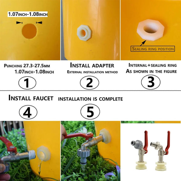 Planet Gates IBC Tank Tap Adapter Nipple S60X6 Thread 15mm Garden Hose Quick Connect Faucet Alloy Tank 1000 Liter IBC Tank Valve Fitting