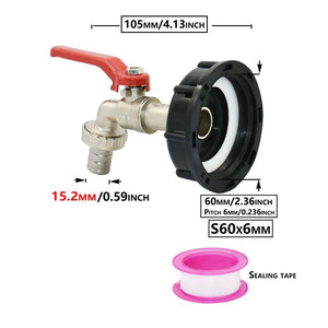 Planet Gates IBC Tank Tap Adapter Nipple S60X6 Thread 15mm Garden Hose Quick Connect Faucet Alloy Tank 1000 Liter IBC Tank Valve Fitting