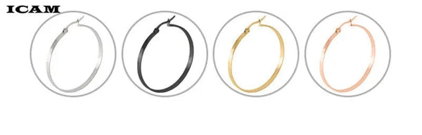 Planet Gates ICAM Fashion New 1 PairsGold Silver Small Big Circle Stainless Steel Hoop Earrings for Women Steampunk Round Earring
