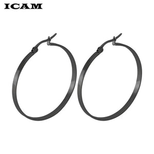Planet Gates ICAM Fashion New 1 PairsGold Silver Small Big Circle Stainless Steel Hoop Earrings for Women Steampunk Round Earring