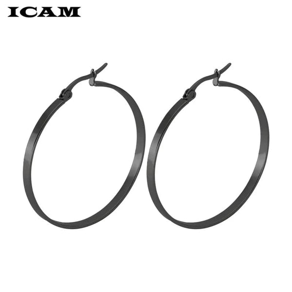 Planet Gates ICAM Fashion New 1 PairsGold Silver Small Big Circle Stainless Steel Hoop Earrings for Women Steampunk Round Earring