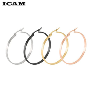 Planet Gates ICAM Fashion New 1 PairsGold Silver Small Big Circle Stainless Steel Hoop Earrings for Women Steampunk Round Earring