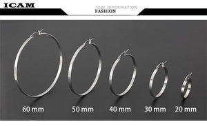 Planet Gates ICAM Fashion New 1 PairsGold Silver Small Big Circle Stainless Steel Hoop Earrings for Women Steampunk Round Earring