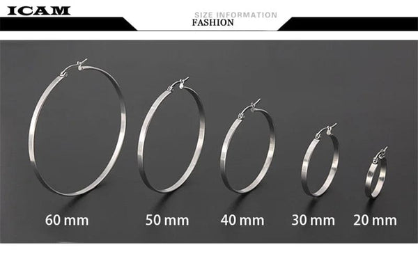 Planet Gates ICAM Fashion New 1 PairsGold Silver Small Big Circle Stainless Steel Hoop Earrings for Women Steampunk Round Earring
