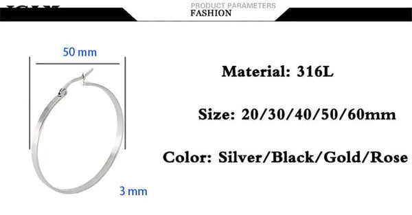 Planet Gates ICAM Fashion New 1 PairsGold Silver Small Big Circle Stainless Steel Hoop Earrings for Women Steampunk Round Earring