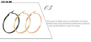 Planet Gates ICAM Fashion New 1 PairsGold Silver Small Big Circle Stainless Steel Hoop Earrings for Women Steampunk Round Earring