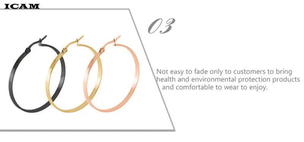 Planet Gates ICAM Fashion New 1 PairsGold Silver Small Big Circle Stainless Steel Hoop Earrings for Women Steampunk Round Earring