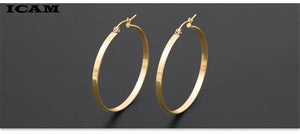Planet Gates ICAM Fashion New 1 PairsGold Silver Small Big Circle Stainless Steel Hoop Earrings for Women Steampunk Round Earring