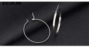 Planet Gates ICAM Fashion New 1 PairsGold Silver Small Big Circle Stainless Steel Hoop Earrings for Women Steampunk Round Earring