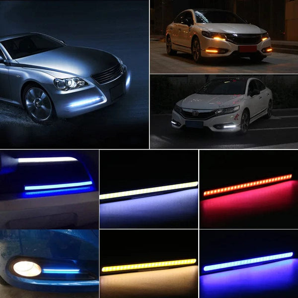 Planet Gates Ice Blue / 1 piece 2/4pcs 17cm COB DRL LED 12V 6000K Waterproof Daytime Running Light Auto Strip Light Car COB Fog Lamp Car Styling Led DRL Lamp