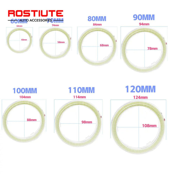 Planet Gates Ice Blue / 100mm 2PC 12-24V COB Led Halo Ring Angel Eyes for Car Motorcycle Circular Led Light Ring 70mm 80mm 90mm Daytime Running Headlight Buld