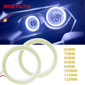 Planet Gates Ice Blue / 100mm 2PC 12-24V COB Led Halo Ring Angel Eyes for Car Motorcycle Circular Led Light Ring 70mm 80mm 90mm Daytime Running Headlight Buld