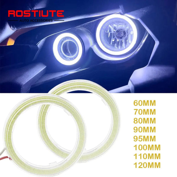 Planet Gates Ice Blue / 100mm 2PC 12-24V COB Led Halo Ring Angel Eyes for Car Motorcycle Circular Led Light Ring 70mm 80mm 90mm Daytime Running Headlight Buld