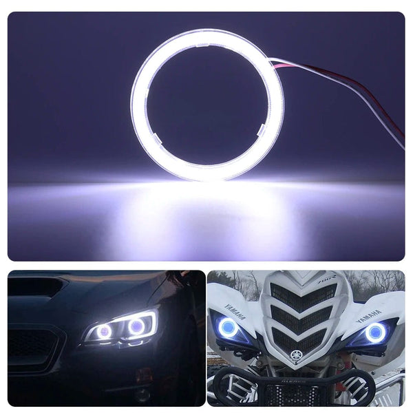 Planet Gates Ice Blue / 100mm 2PC 12-24V COB Led Halo Ring Angel Eyes for Car Motorcycle Circular Led Light Ring 70mm 80mm 90mm Daytime Running Headlight Buld