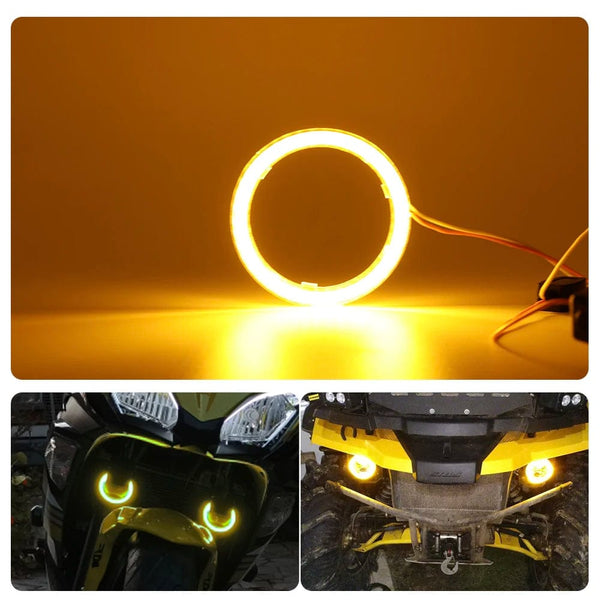 Planet Gates Ice Blue / 100mm 2PC 12-24V COB Led Halo Ring Angel Eyes for Car Motorcycle Circular Led Light Ring 70mm 80mm 90mm Daytime Running Headlight Buld