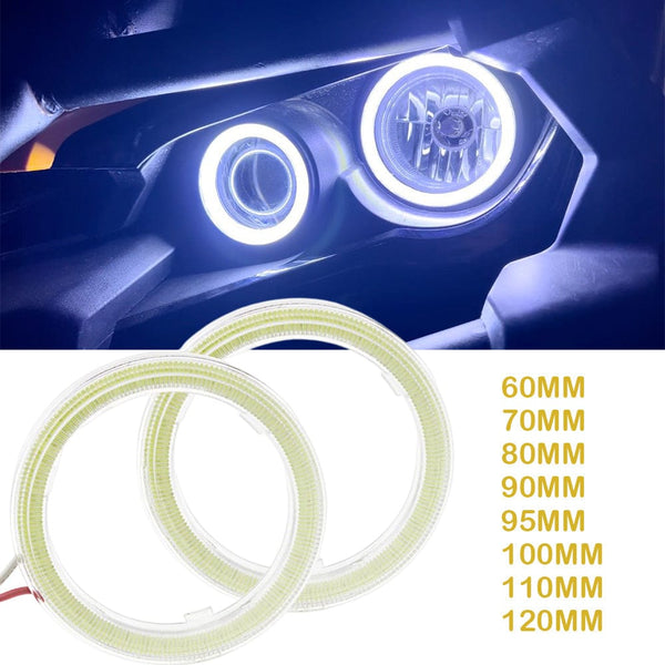 Planet Gates Ice Blue / 100mm 2PC 12-24V COB Led Halo Ring Angel Eyes for Car Motorcycle Circular Led Light Ring 70mm 80mm 90mm Daytime Running Headlight Buld